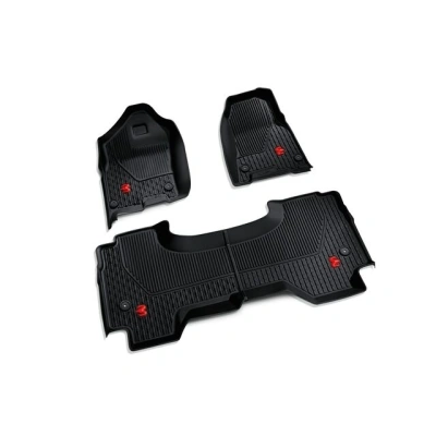 Mopar All-Weather Floor Mats Black w/ Red Logo - Crew Cab - Rebel Only - (2019-2026) Ram 1500 (DT)